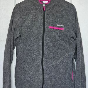 Columbia Women’s Dark Gray Bomber Jacket with Pink Accents